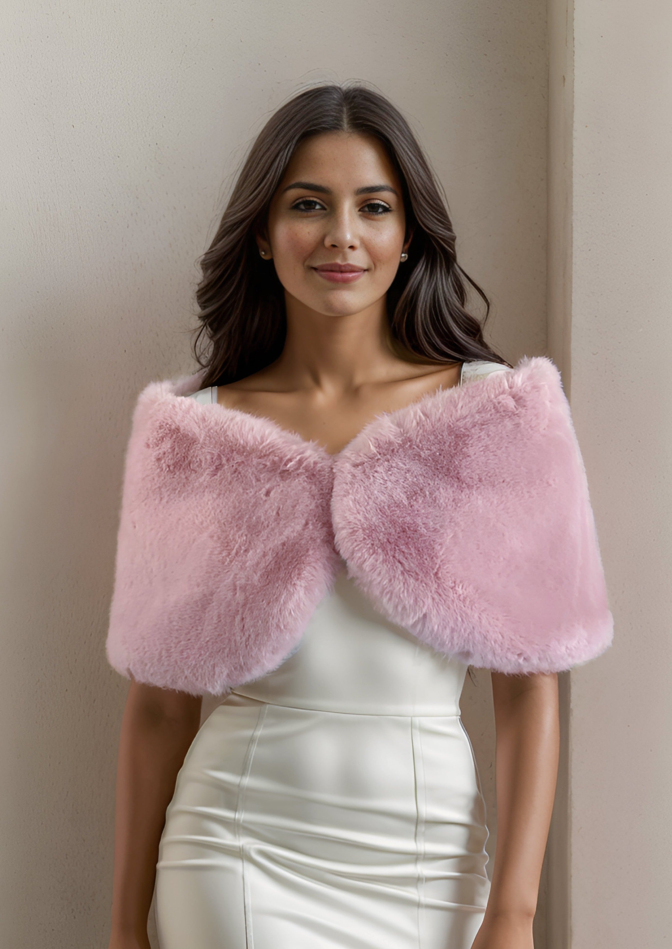 Serena Pink Fur Wrap - Soft & Cozy Winter Shawl for Women | Perfect for Parties, Weddings & Cold Weather Outfits