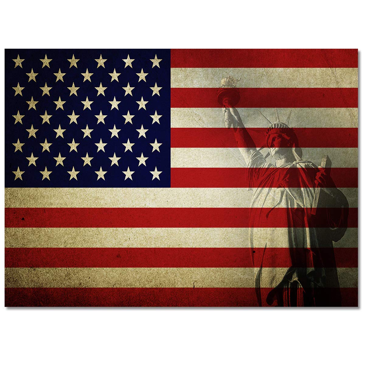 4'x6' Waterproof Outdoor Patio Rug - American Flag Design, Non-Slip Washable Floor Mat for Dining Table, Bathroom, Kitchen & Laundry Room - Perfect for 4th of July Decor & Statue of Liberty Themed Spaces