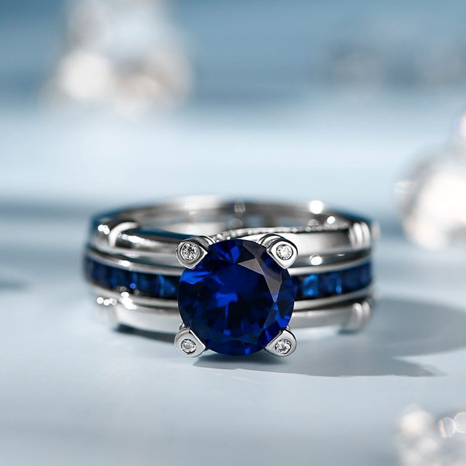 Jeulia Diamond Band Rings for Women - Sterling Silver CZ Interchangeable Ring Sets for Wedding, Engagement, Anniversary & Promise - Perfect Bridal Jewelry Gift for Her (Ideal for Proposals, Vow Renewals & Special Occasions)