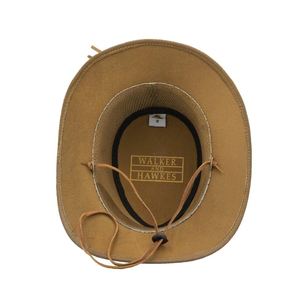 Walker & Hawkes Genuine Leather Cowhide Outback Cooler Hat for Men & Women - Sun Protection & Cooling for Outdoor Adventures, Camping, Hiking, and Beach Trips