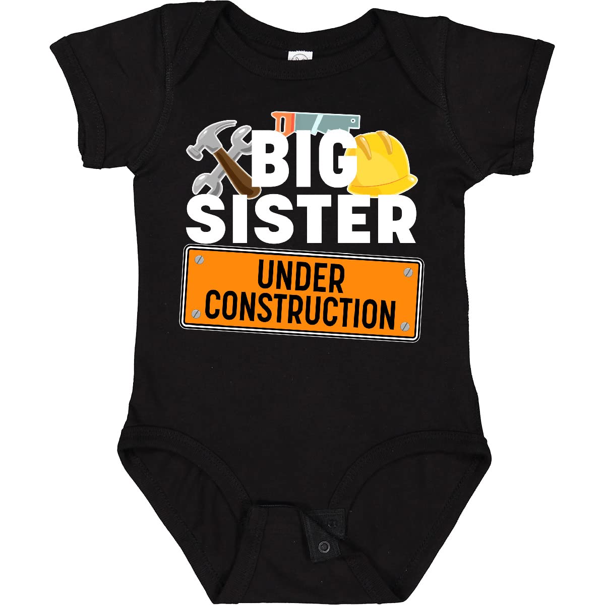 Inktastic Big Sister Under Construction Baby Bodysuit - Cute Newborn Onesie for Sibling Announcement & Baby Shower Gifts