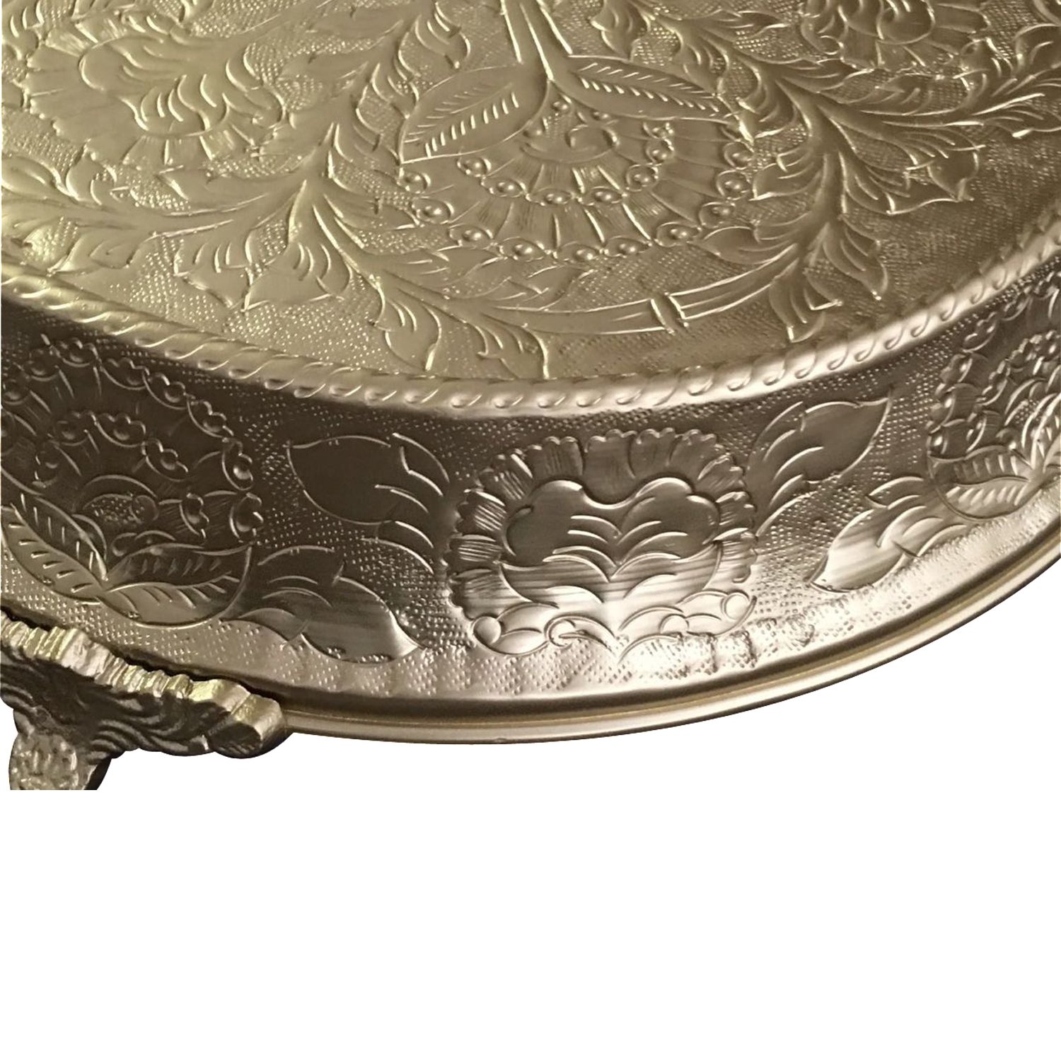 GiftBay 14 Inch Round Tapered Gold Wedding Cake Stand - Handcrafted Embossed Metal Base for Elegant Wedding, Anniversary & Birthday Cakes - Perfect for Tiered Dessert Displays & Special Occasion Centerpieces