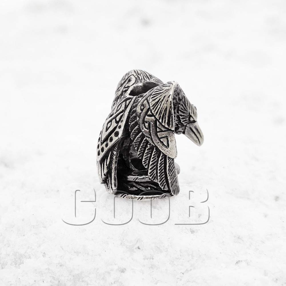 Handmade Metal Paracord Bead - CooB EDC Raven Charm for Knife Lanyard & Beard Accessories | Survival Gear, Outdoor Activities & Everyday Carry Essentials (1Pcs/Lot)