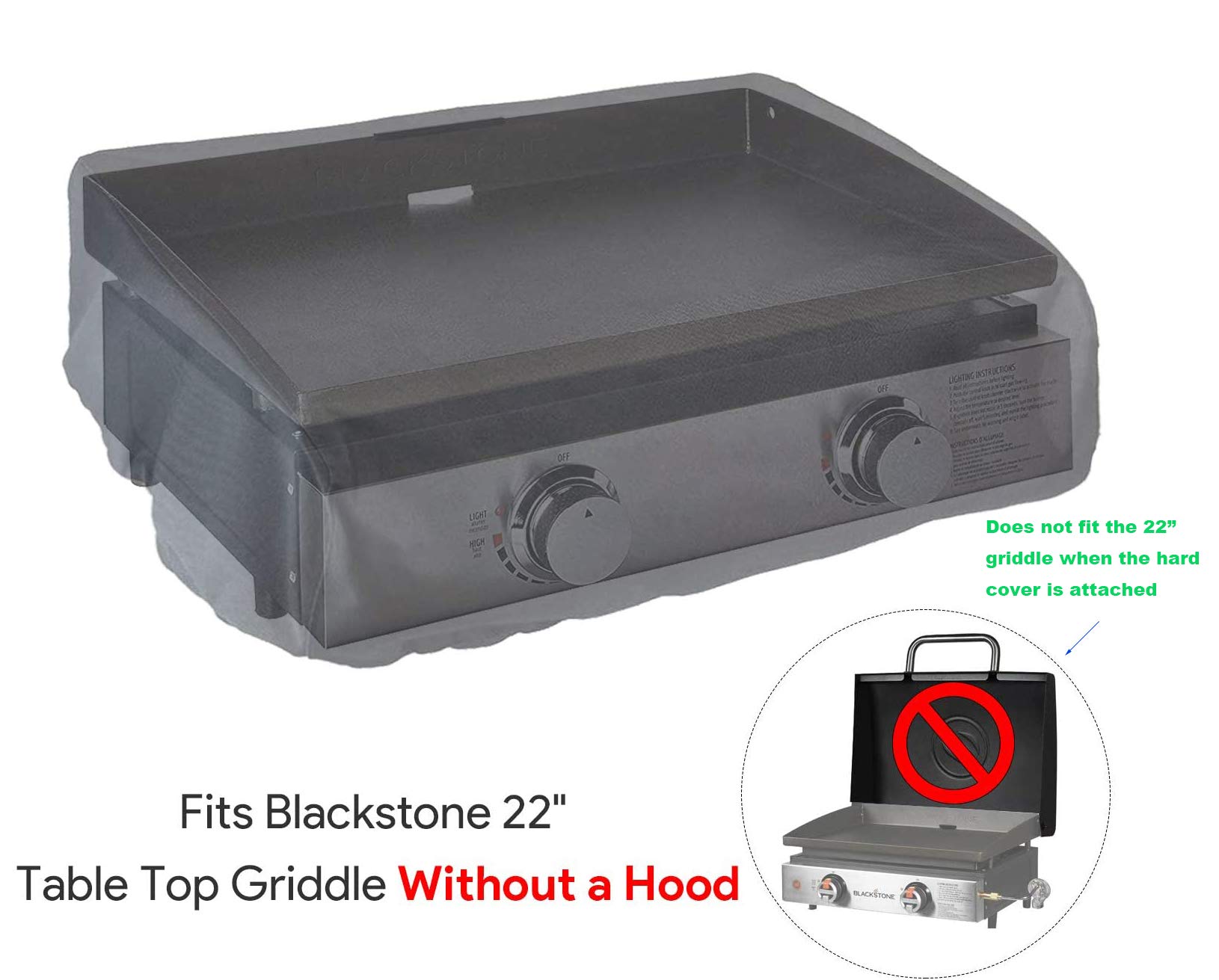 22 Inch Heavy Duty Waterproof Griddle Cover - 600D Polyester for Blackstone 22
