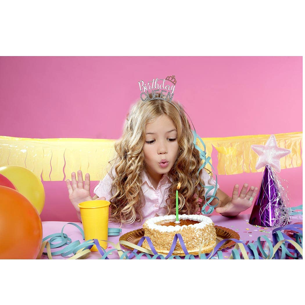 Silver Rhinestone Birthday Crown for Girls & Women - Princess Tiara Headband for Birthday Parties, Bridal Showers & Special Occasions | Happy Birthday Hair Accessories