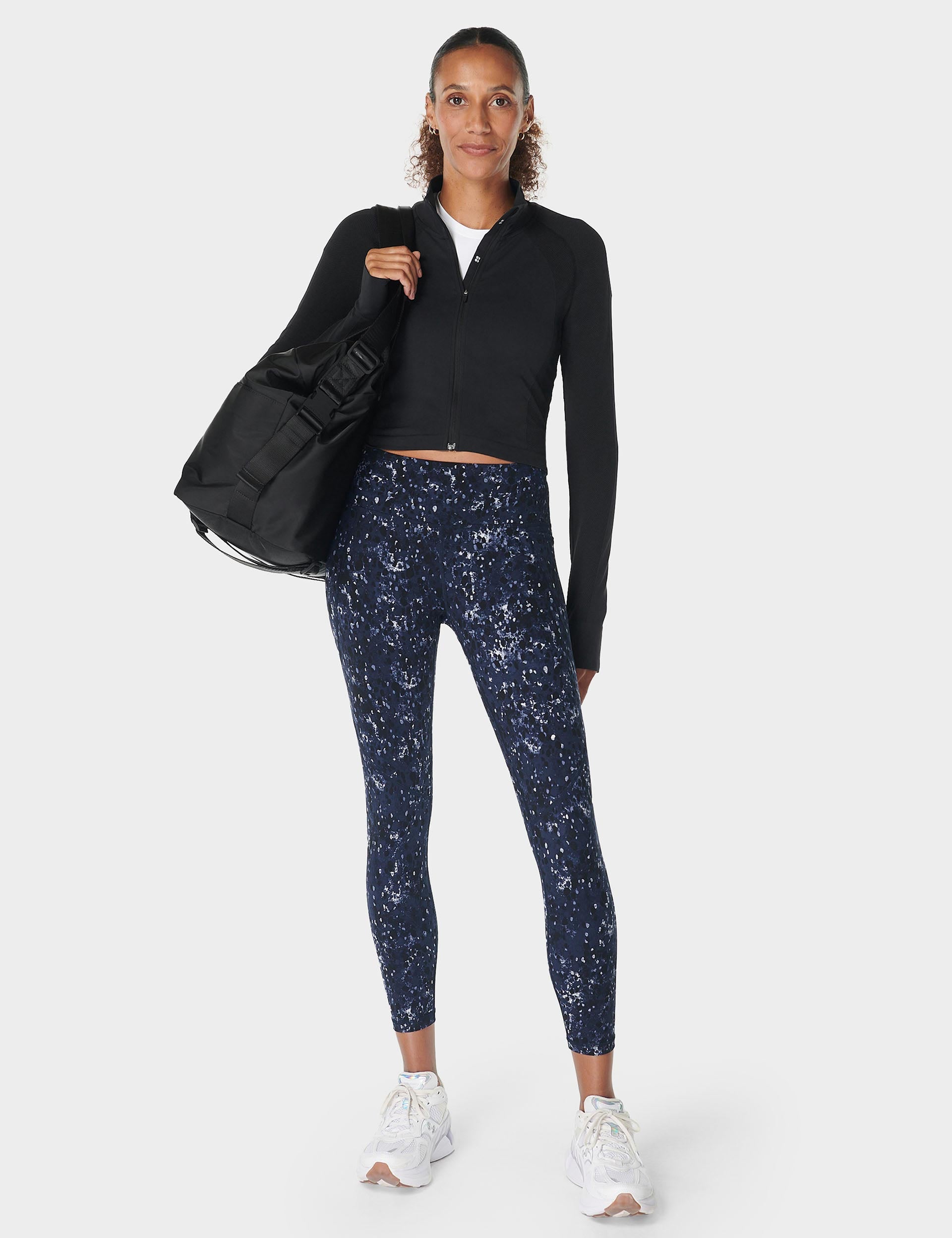 Power 7/8 Gym Leggings for Women - Blue Ebony Print High Waist Yoga Pants - Workout Running Fitness & Lounge Wear
