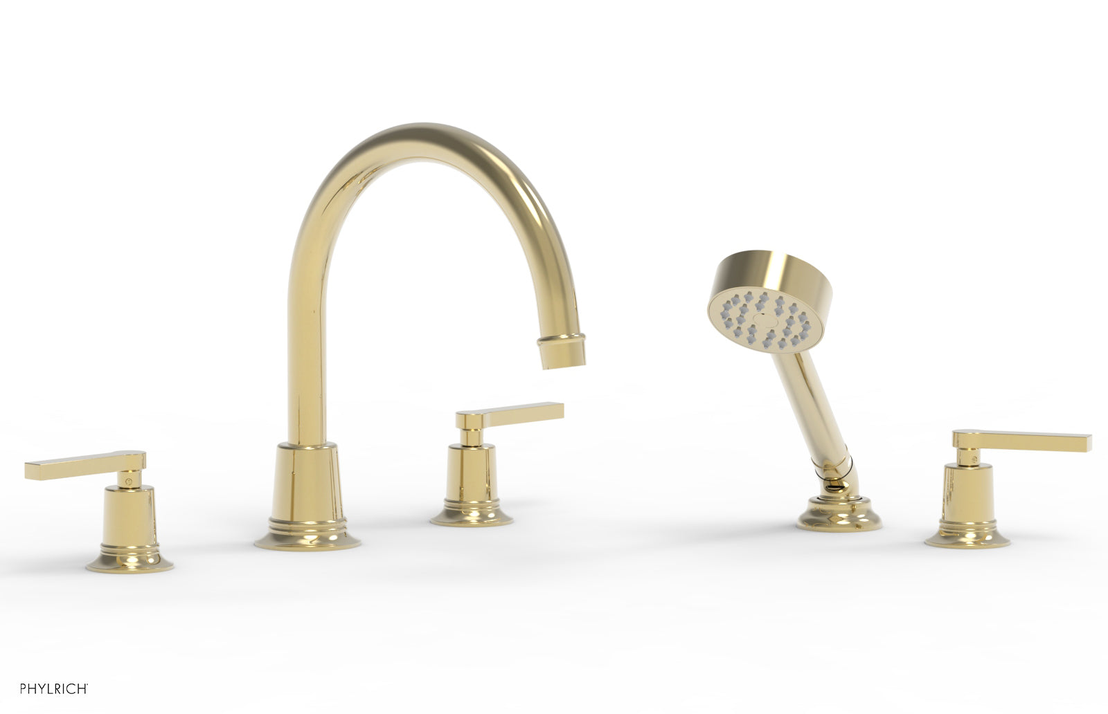 HEX MODERN Deck Mount Tub Faucet Set with Hand Shower and Lever Handles 501-51 - Perfect for Bathroom Renovation and Spa-Like Shower Experience