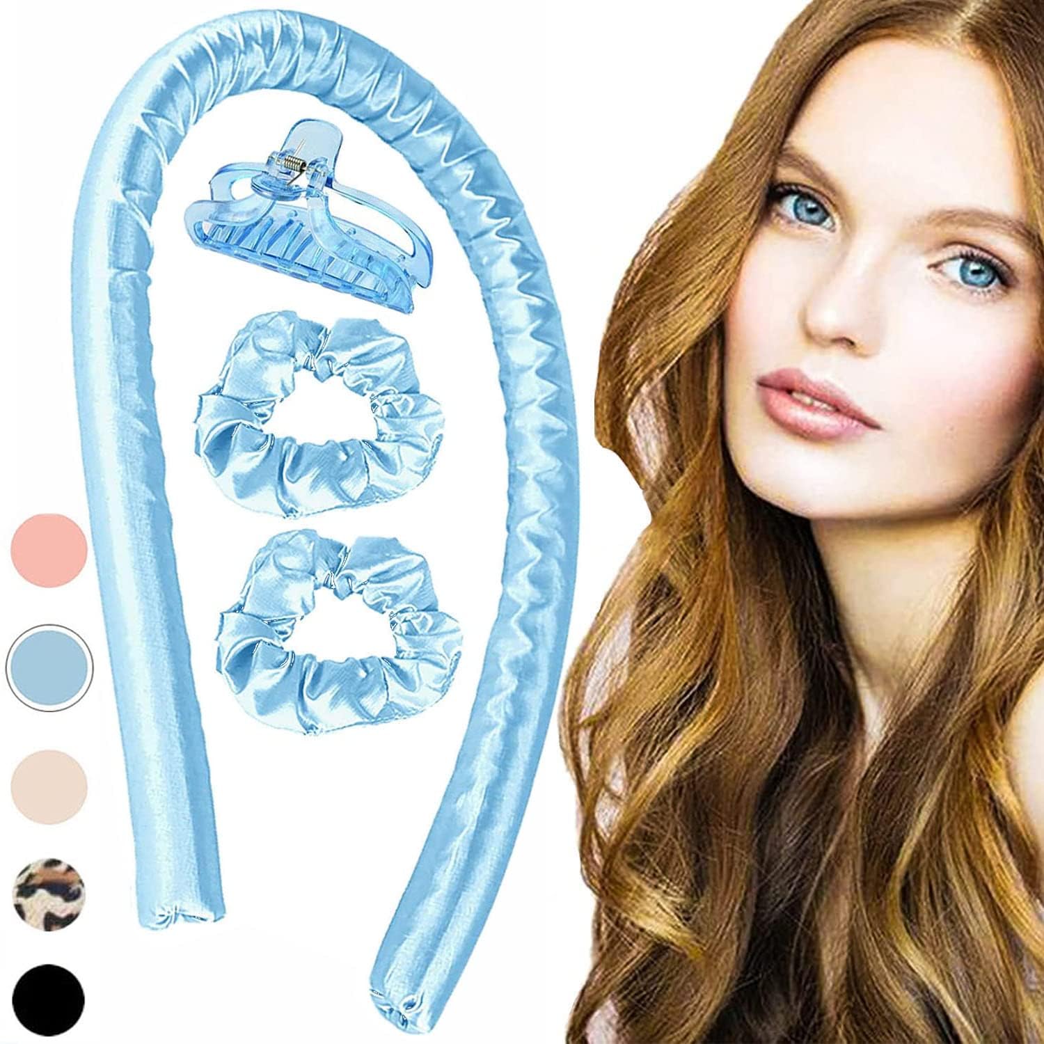 APOEM Heatless Hair Curler Set for Long Hair - No Heat Silk Curling Rod Headband, Soft Sponge Rollers & Flexi Rods for Natural Waves (Sky Blue) | Overnight Curling, Salon-Style at Home, Perfect for Weddings & Special Occasions