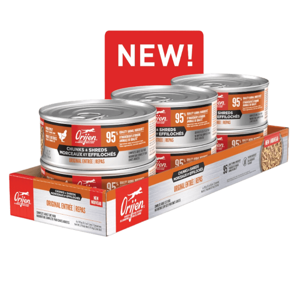 Orijen Original Chunks & Shreds Entrée Canned Cat Food - Grain-Free, High-Protein Wet Cat Food for Adult Cats, 5.5oz Can - Perfect for Mealtime, Travel & Treats