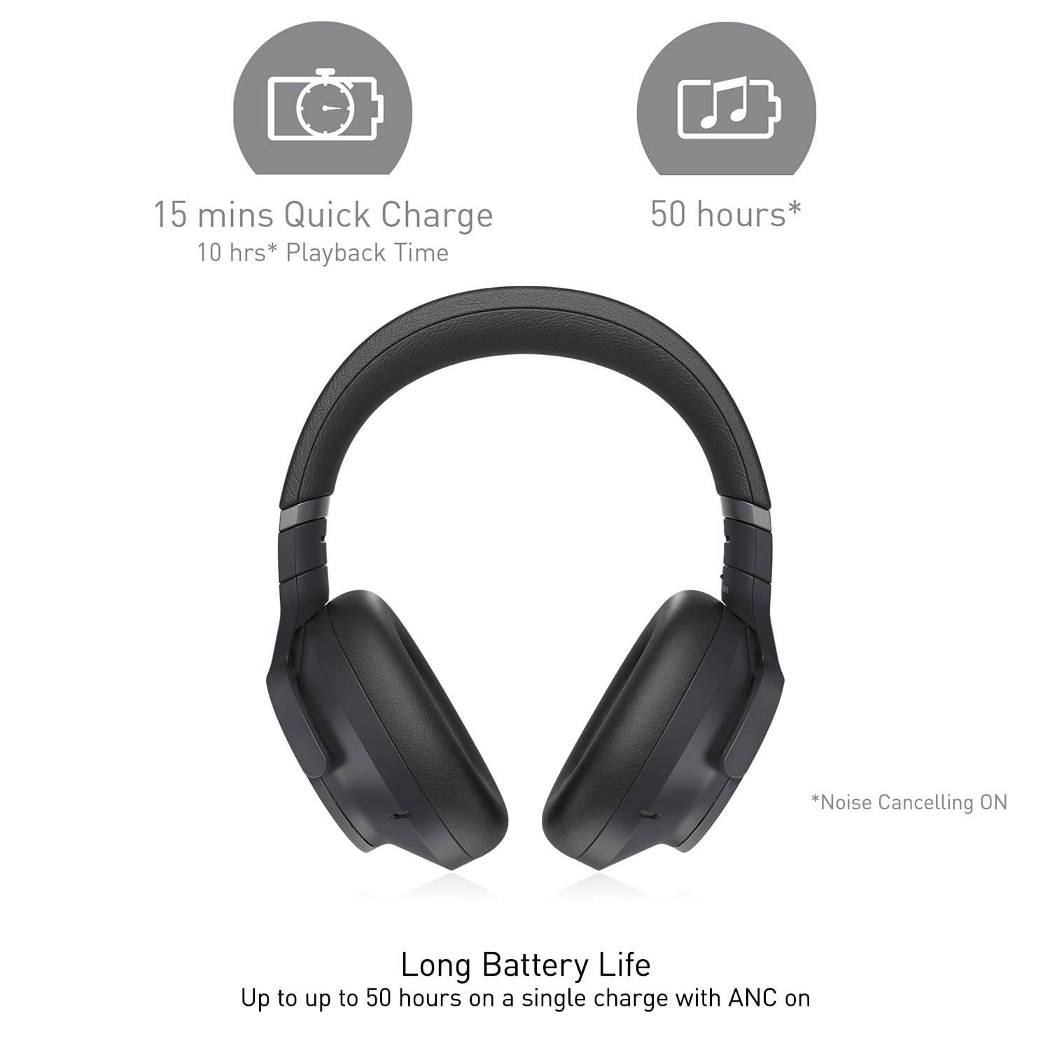 Technics EAHA800EK Premium Noise Cancelling Bluetooth Headphones - 50 Hour Battery Life, Multi-Point Connectivity, Hi-Res Audio, Comfort Fit (Black) - Perfect for Travel, Work & Music Lovers