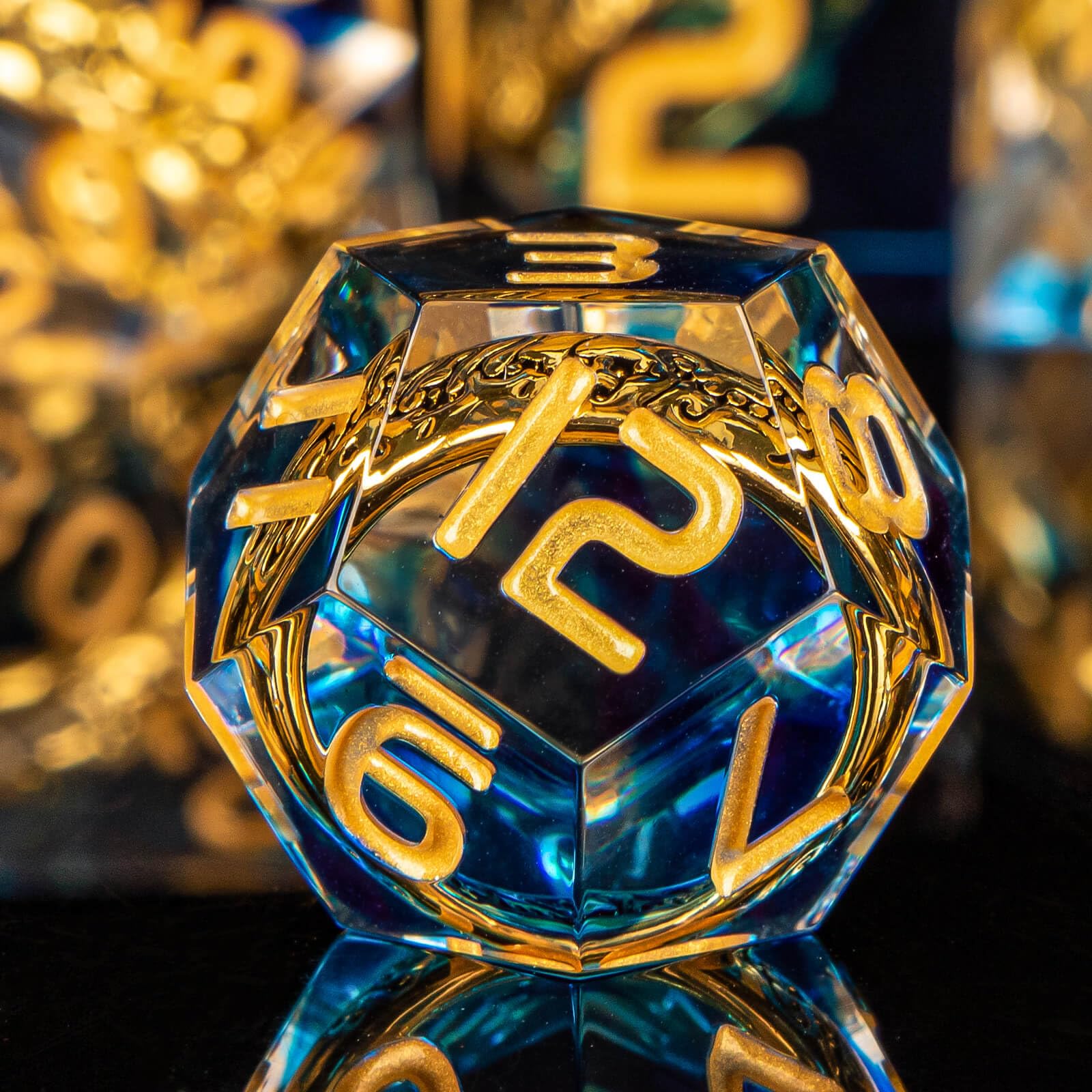 Oukelanwo Resin Sharp Edge Magic Lord of The Rings DND Dice Set - 7 Piece Polyhedral Dungeons and Dragons RPG Dice (D20, D12, D10, D8, D6, D4) with Gift Box - Perfect for D&D Games, LOTR Themed Campaigns & Tabletop Roleplaying Adventures