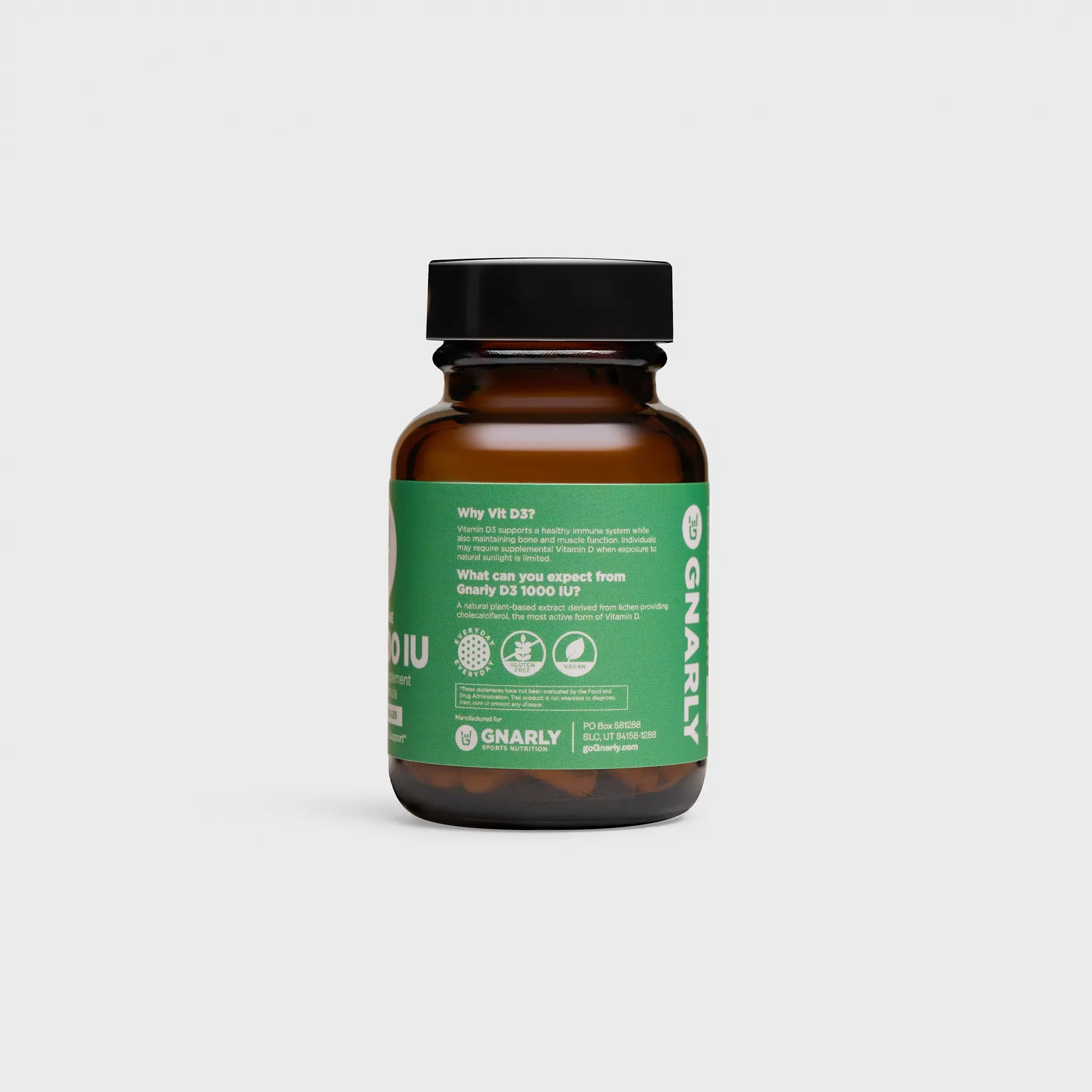 Gnarly Baseline Vitamin D3 Supplement - 5000 IU High Potency for Immune & Bone Health - Vegan, Non-GMO - Supports Energy & Mood - Ideal for Home, Office & Travel Use