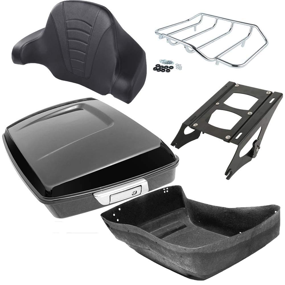 Vivid Black Chopped Tour Pack Luggage Kit for Harley Davidson Touring Road King, Road Glide, Street Glide & Select CVO Models (2014+) - Perfect for Long Rides, Road Trips & Motorcycle Travel Accessories
