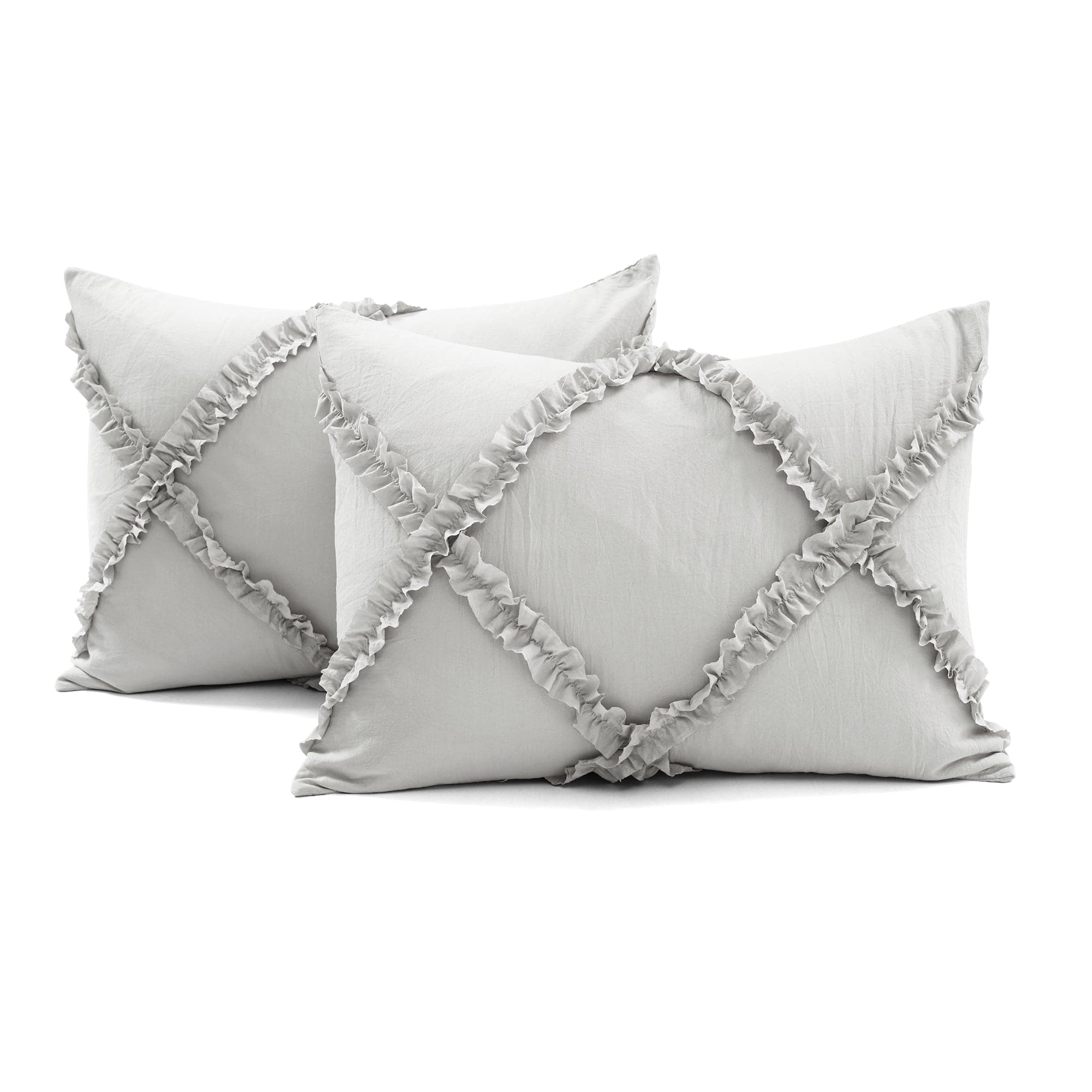 Luxury Ruffle Diamond 3-Piece Comforter Set - Queen Size Bedding with Pillow Shams - Elegant Bedroom Decor for Master Suite or Guest Room
