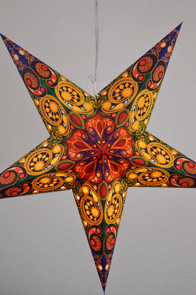 24 Pack Orange Garden Paper Star Lanterns - Hanging Decorative Lights for Outdoor Patio, Wedding, Party & Festival Decorations