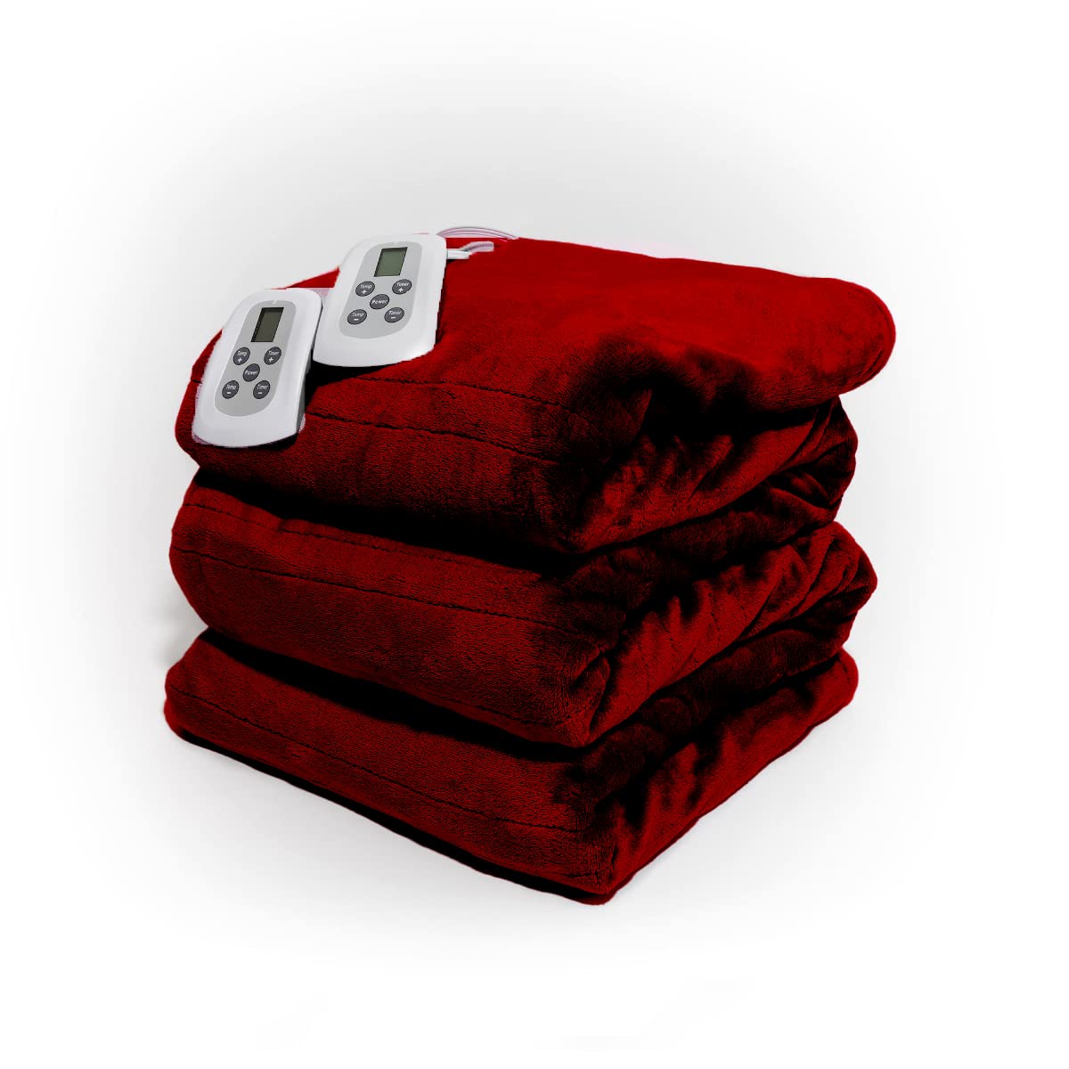 Westerly Queen Size Electric Heated Blanket with Dual Controllers - Garnet Red | Fast Heating Flannel Blanket for Winter | Perfect for Bed, Couch & Cold Nights