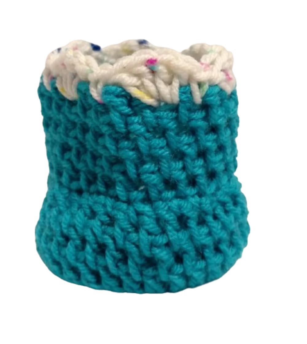 Handmade Crochet Ice Cream Cozies Set of 2 - Blue Polka Dot Design for Ice Cream Bowls & Dessert Cups - Perfect for Parties, Picnics & Summer Treats