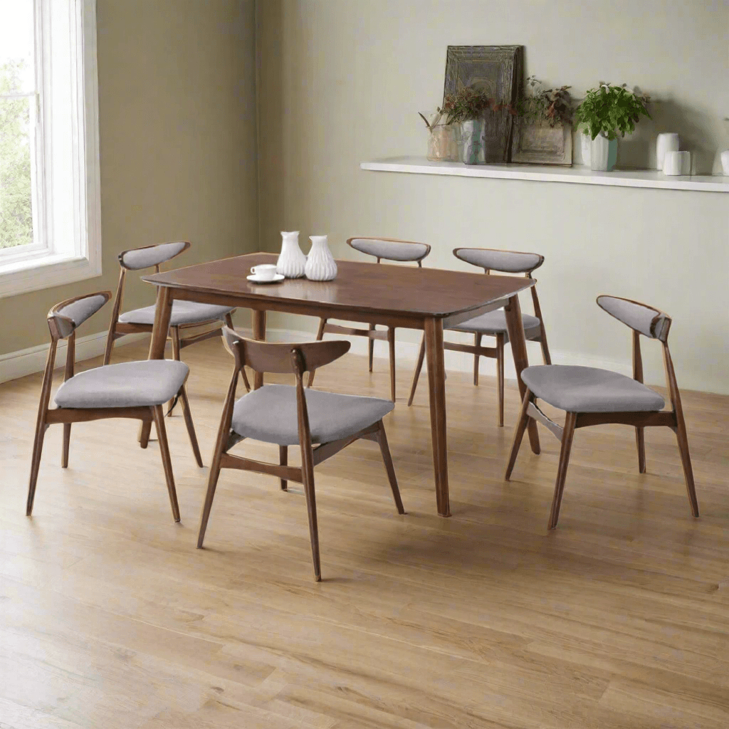 Faeryn 7-Piece Solid Wood Dining Table Set with 6 Chairs - Perfect for Family Meals, Dinner Parties & Kitchen Dining Rooms