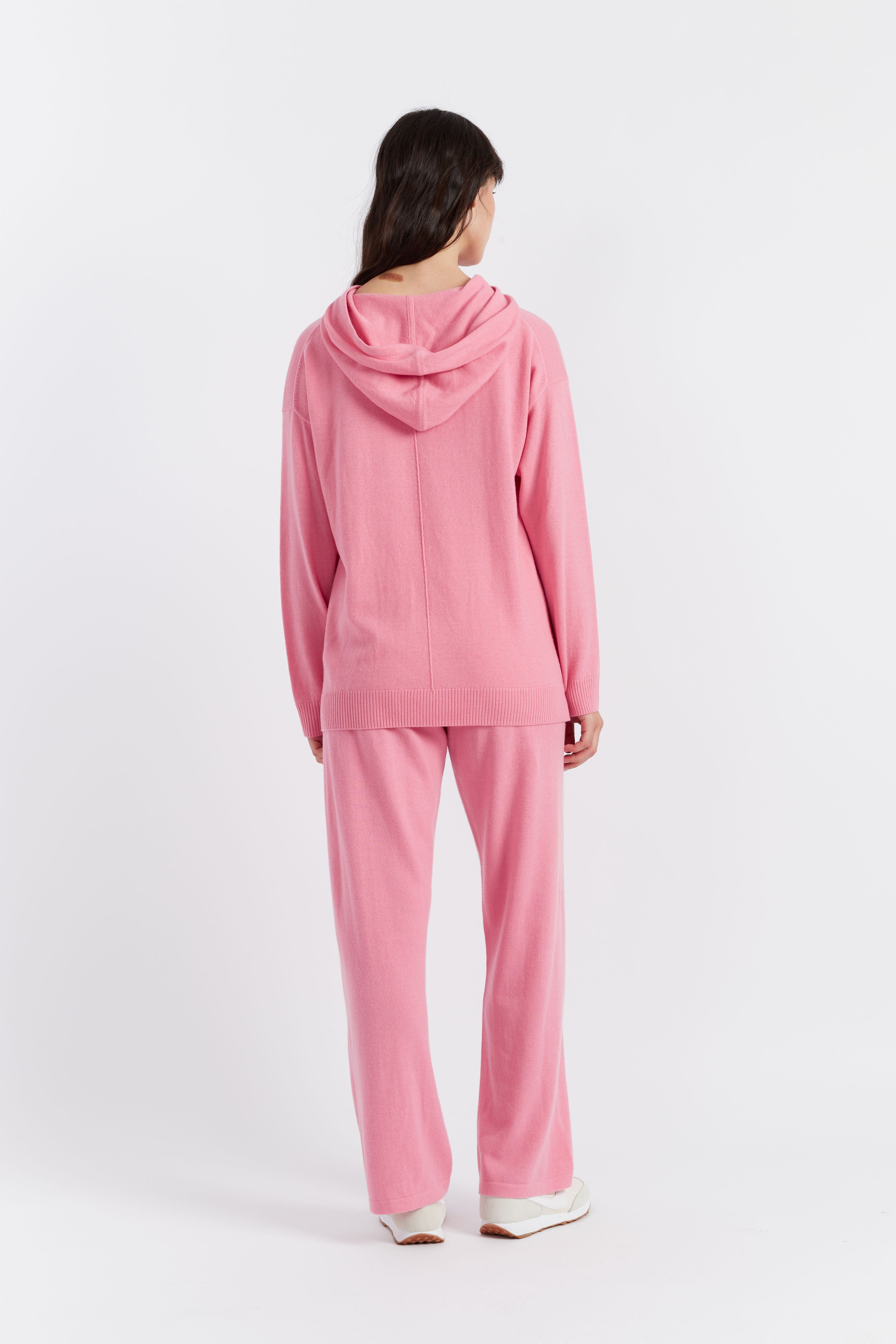 Soft Pink Wool Cashmere Relaxed Hoodie for Women - Cozy Winter Pullover Sweatshirt - Perfect for Casual Outings, Lounging & Travel