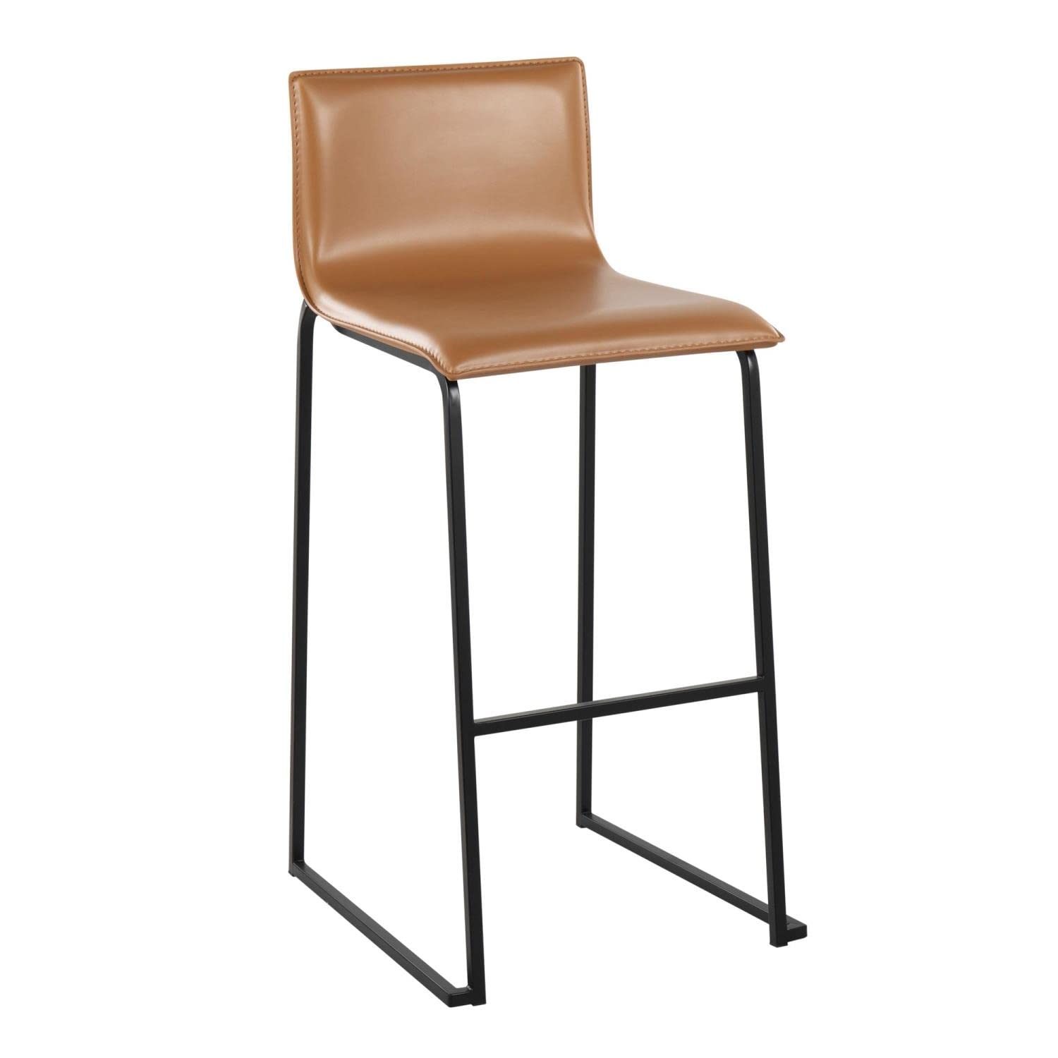 LumiSource Mara Bar Stool Set of 2 - Modern Black Counter Height Bar Chairs with Back Support - Perfect for Kitchen Island, Breakfast Nook & Home Bar Decor