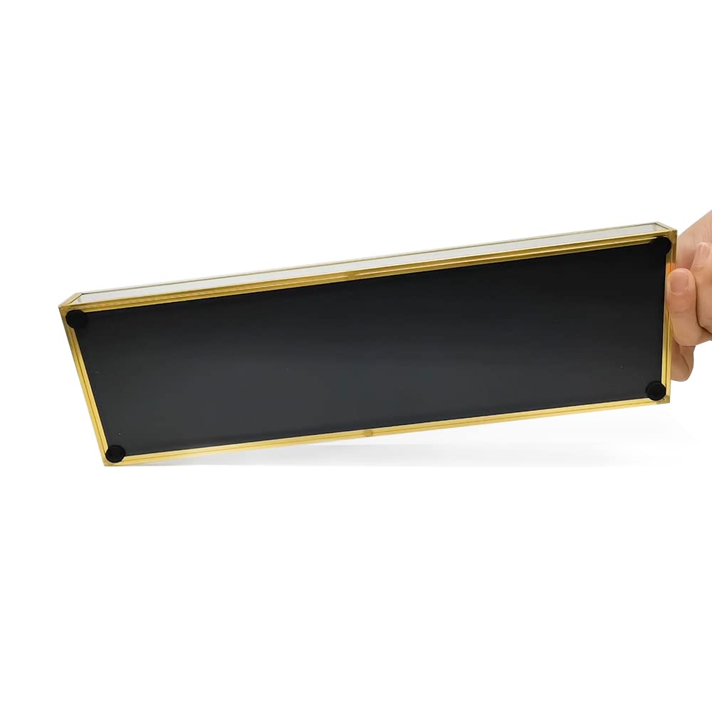 Gold Bathroom Vanity Tray Set (2Pcs) - Affogato Sink Organizer with Mirror for Toothbrush, Makeup & Cosmetics Storage | Perfect for Bathroom Countertops, Toilet Tanks, Bathtubs, Closets & Dressers | Elegant Home Organization Solution