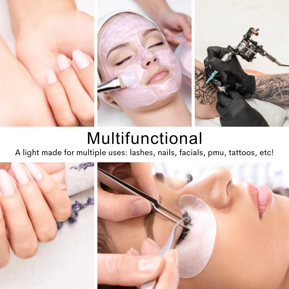 Professional LED Beauty Lamp - Adjustable Eyelash Extension Light, Tattoo Artist & PMU Lighting for Estheticians, Facial Treatments, Eyebrow Microblading - Perfect for Salon, Spa, Skincare & Content Creation (Black)