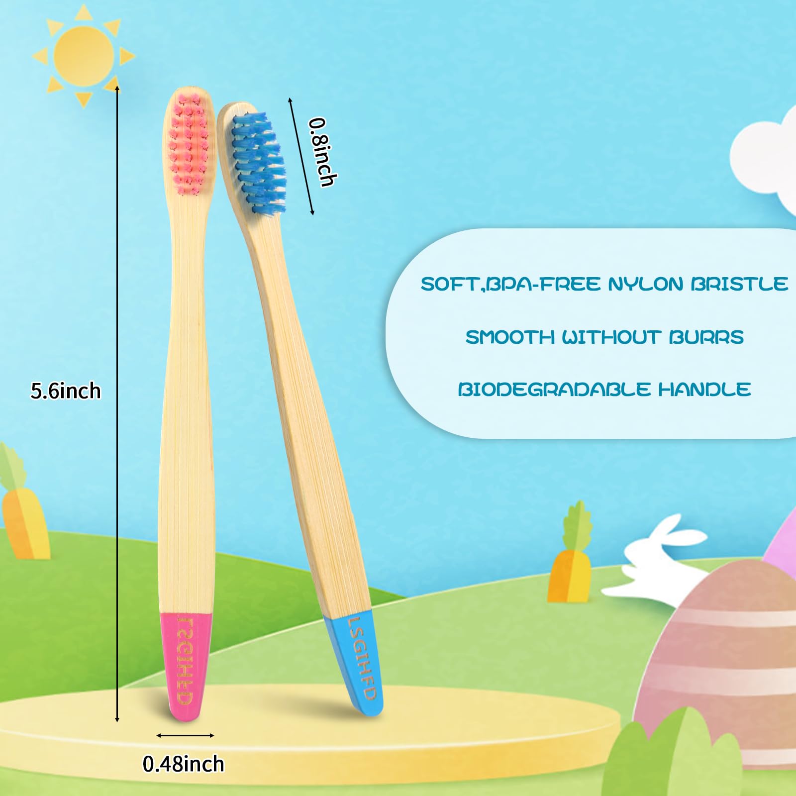 Eco-Friendly Bamboo Kids Toothbrushes 6 Pack - BPA Free Soft Bristles, Natural Biodegradable Toothbrushes for Toddlers & Babies | Gentle Dental Care for Home, Travel & Eco-Conscious Families