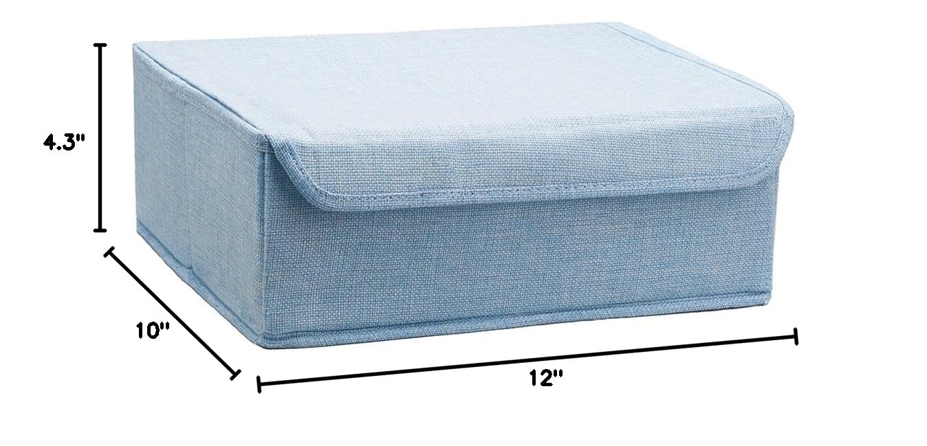 ALYER Collapsible Drawer Organizer with Lid - Foldable Underwear Storage Box for Socks, Panties, Bras & Ties | Sturdy Closet Organizer for Bedroom & Dresser (Blue) - Perfect for Home & Office Organization