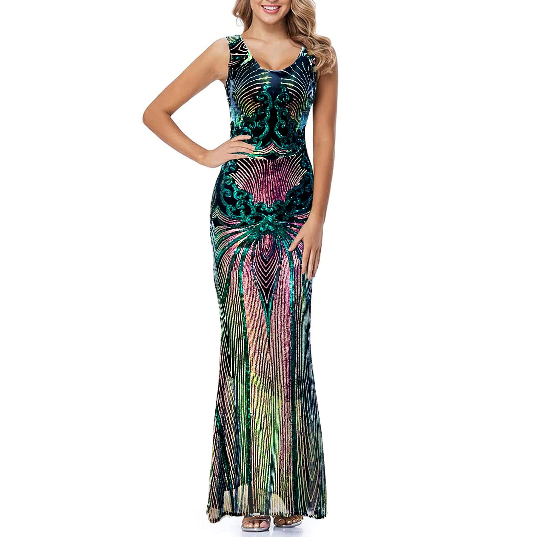 Elegant Sequined Mermaid Prom Gown for Women - Formal Evening Party Dress for Prom, Homecoming, Wedding & Special Occasions