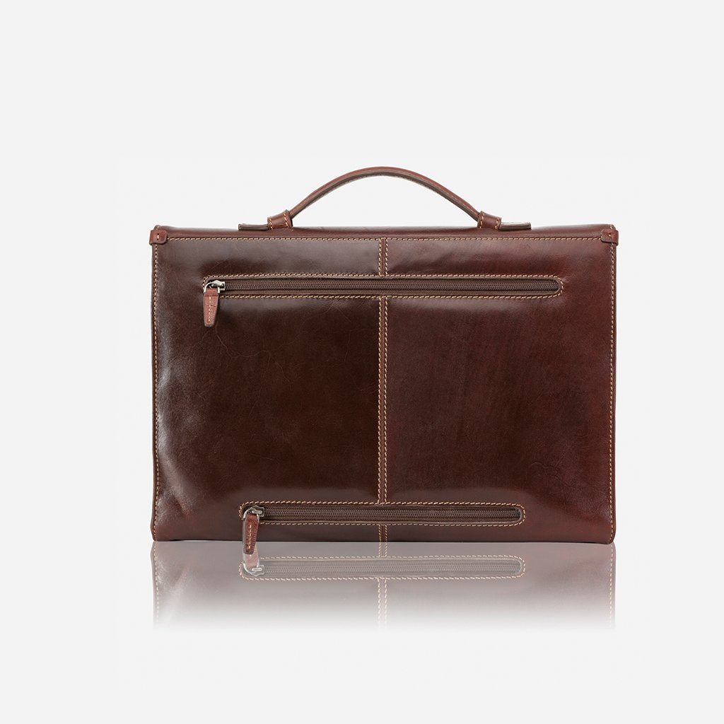 Jekyll & Hide Oxford Extra Slim Business Briefcase in Tobacco - Premium Leather Laptop Bag for Professionals, Office & Business Travel