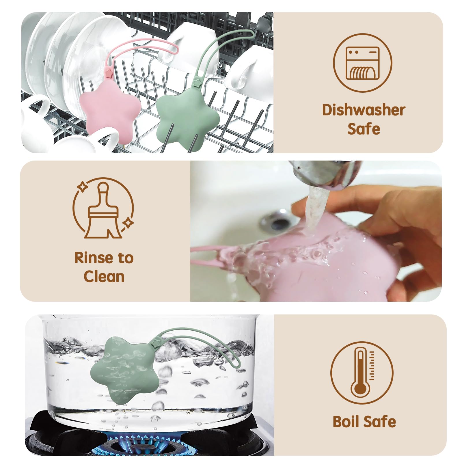 WeSweet Silicone Pacifier Holder Case - 2 Pack Baby Dummy Clip Storage Box with Easy-Clean Design (Cream/Pink) - Perfect for Travel, Daycare & On-the-Go Parents