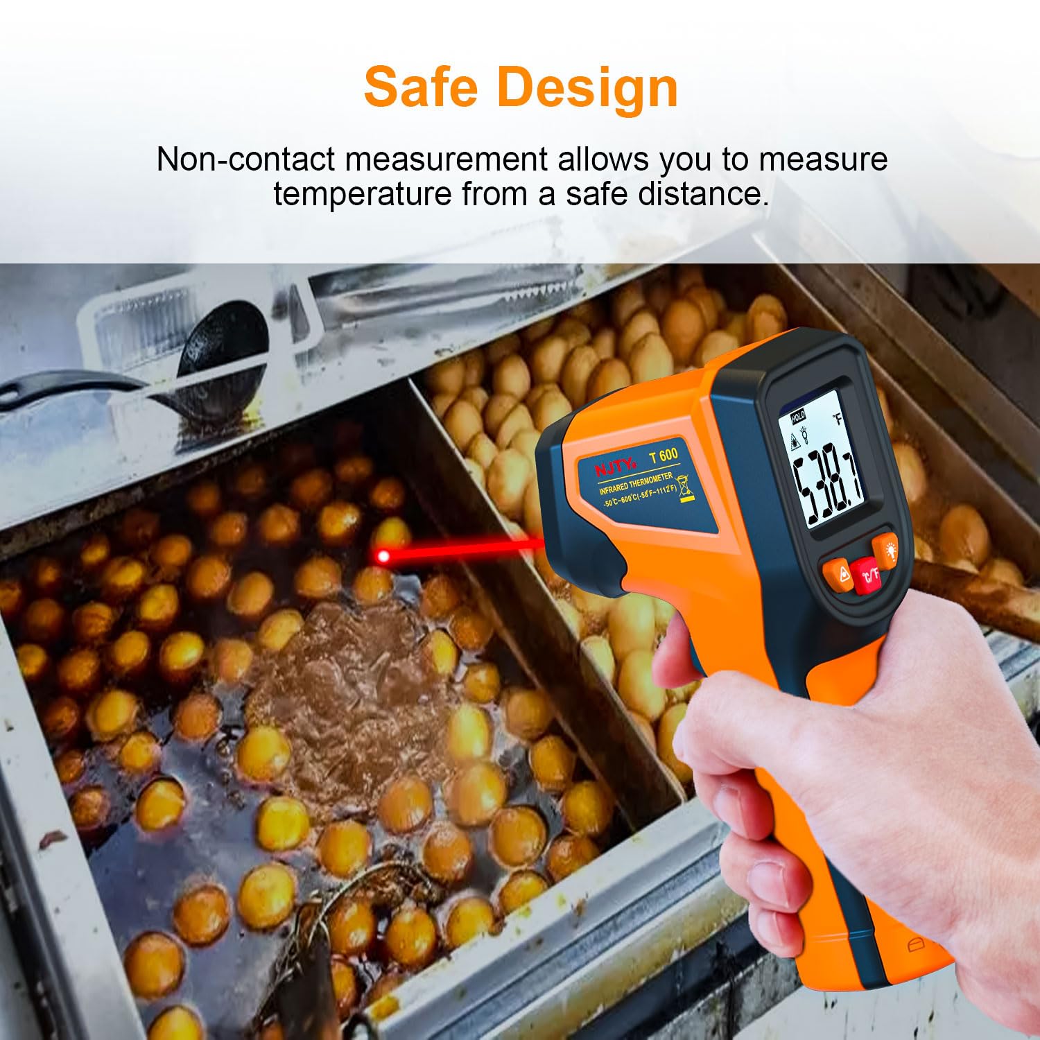 2023 Upgraded Non-Contact Digital Infrared Thermometer Gun -58°F to 1112°F (-50°C to 600°C) for Industrial Use, Kitchen Cooking, Automotive Repair & HVAC Maintenance | Perfect for Food Safety Checks, Engine Diagnostics and Home Temperature Monitoring