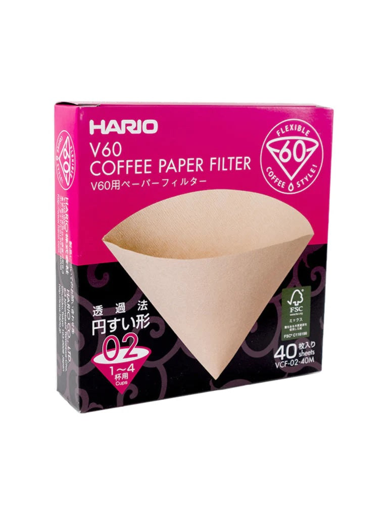Hario V60 02 Natural Brown Coffee Filters (40 Pack) - Premium Pour Over Coffee Filters for Drip Brewing, Perfect for Home Baristas & Specialty Coffee Lovers