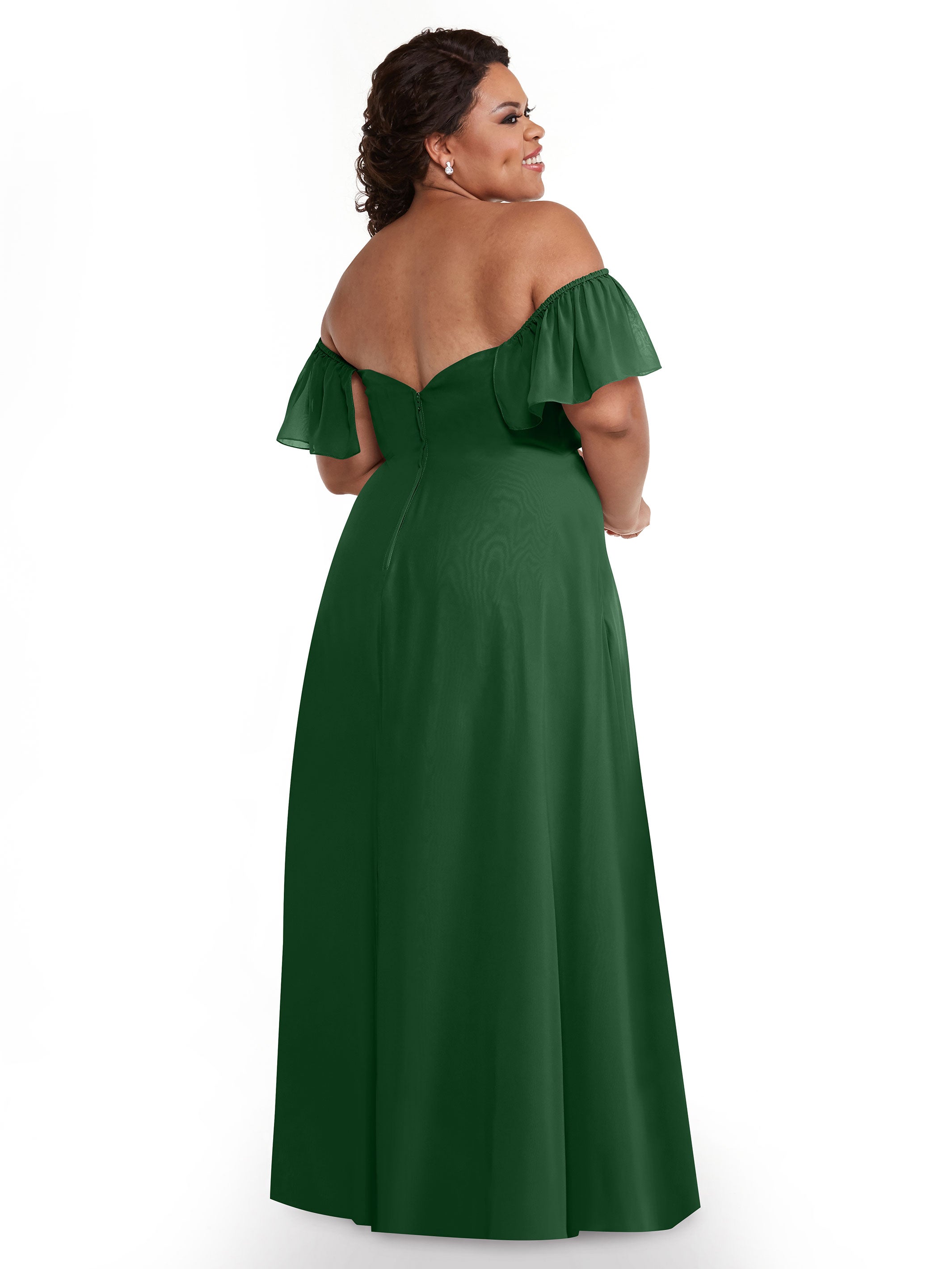 Elegant A-Line Off-The-Shoulder Chiffon Bridesmaid Dress with Pockets - 80168 | Perfect for Weddings, Formal Events & Special Occasions