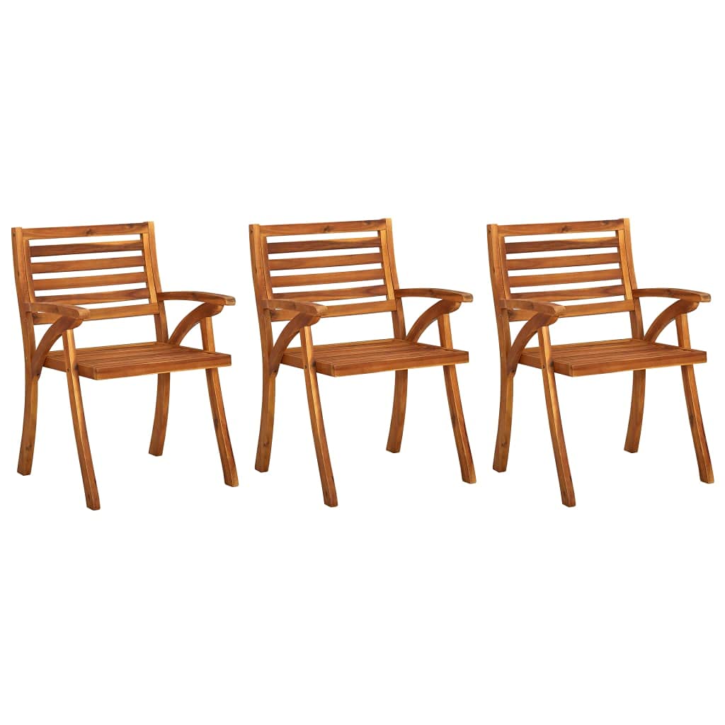 Premium Acacia Wood Patio Dining Chairs with Blue Cushions - Set of 3 - Weather-Resistant Outdoor Furniture for Garden, Deck & Poolside - Easy Assembly & Durable Design