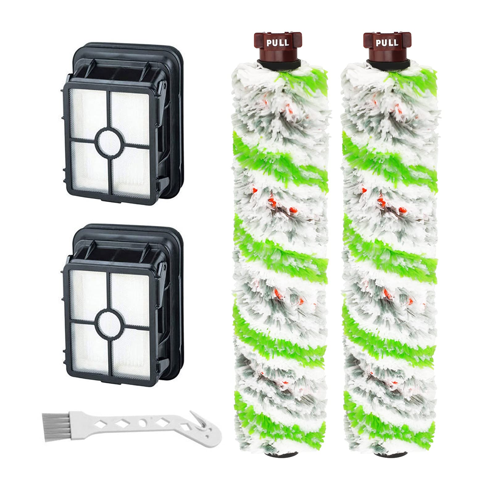 2 Pack Multi-Surface Pet Pro Brush Rolls + 2 Vacuum Filters 1866 Replacement for Bissell CrossWave Vacuum Cleaner - Compatible with Parts 1613568, 161-3568 & 1608684 - Perfect for Pet Hair Removal and Deep Cleaning Carpets & Hard Floors