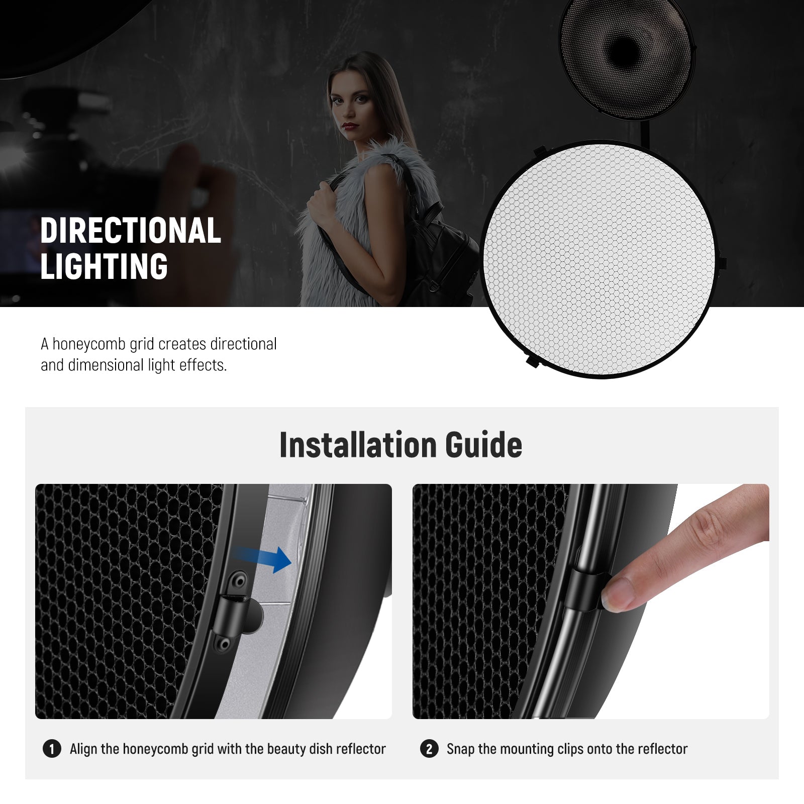 Professional NEEWER Studio Strobe Flash Light Reflector Beauty Dish for Photography - Perfect for Portrait, Fashion, and Product Photography
