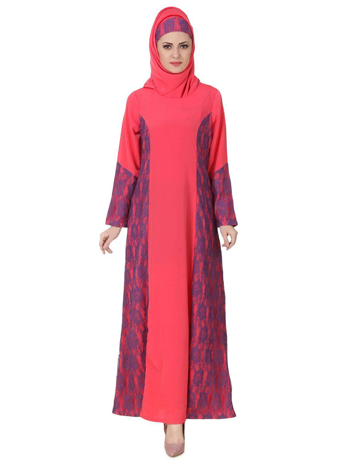 Atia Crepe Sweet Pink Abaya - Elegant Muslim Prayer Dress for Women | Perfect for Eid, Ramadan & Special Occasions
