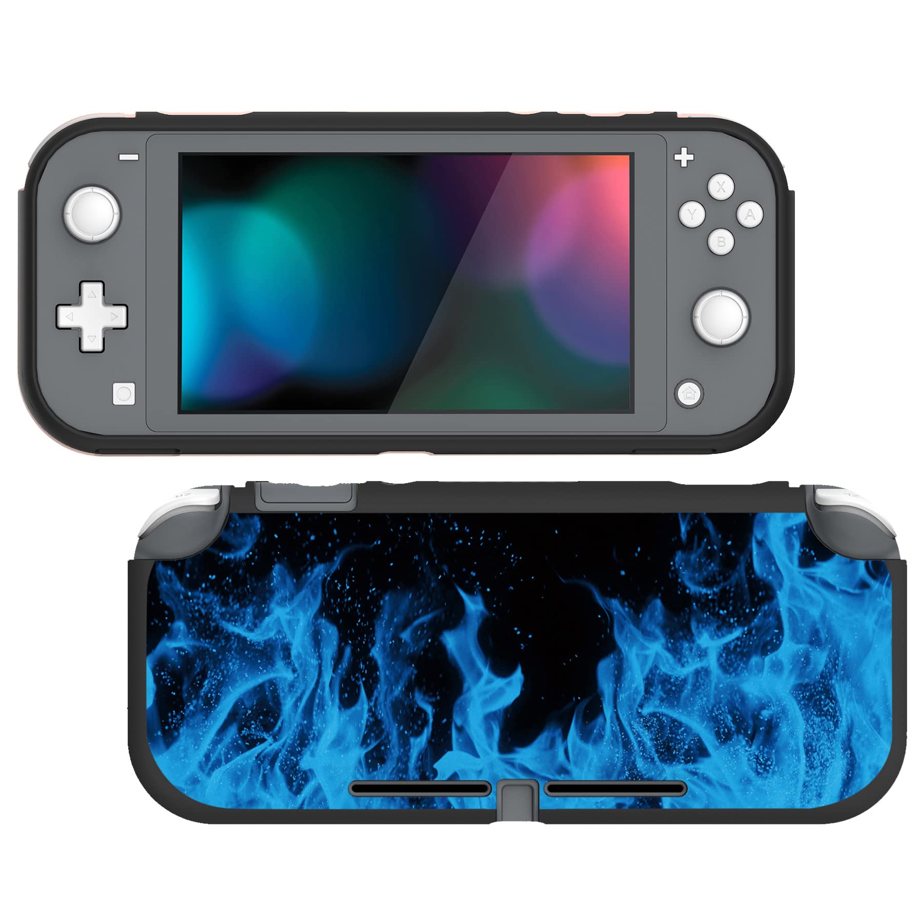 PlayVital Blue Flame Protective Case for Nintendo Switch Lite - Slim Soft TPU Cover with Custom Design | Perfect for Gaming, Travel & Everyday Protection