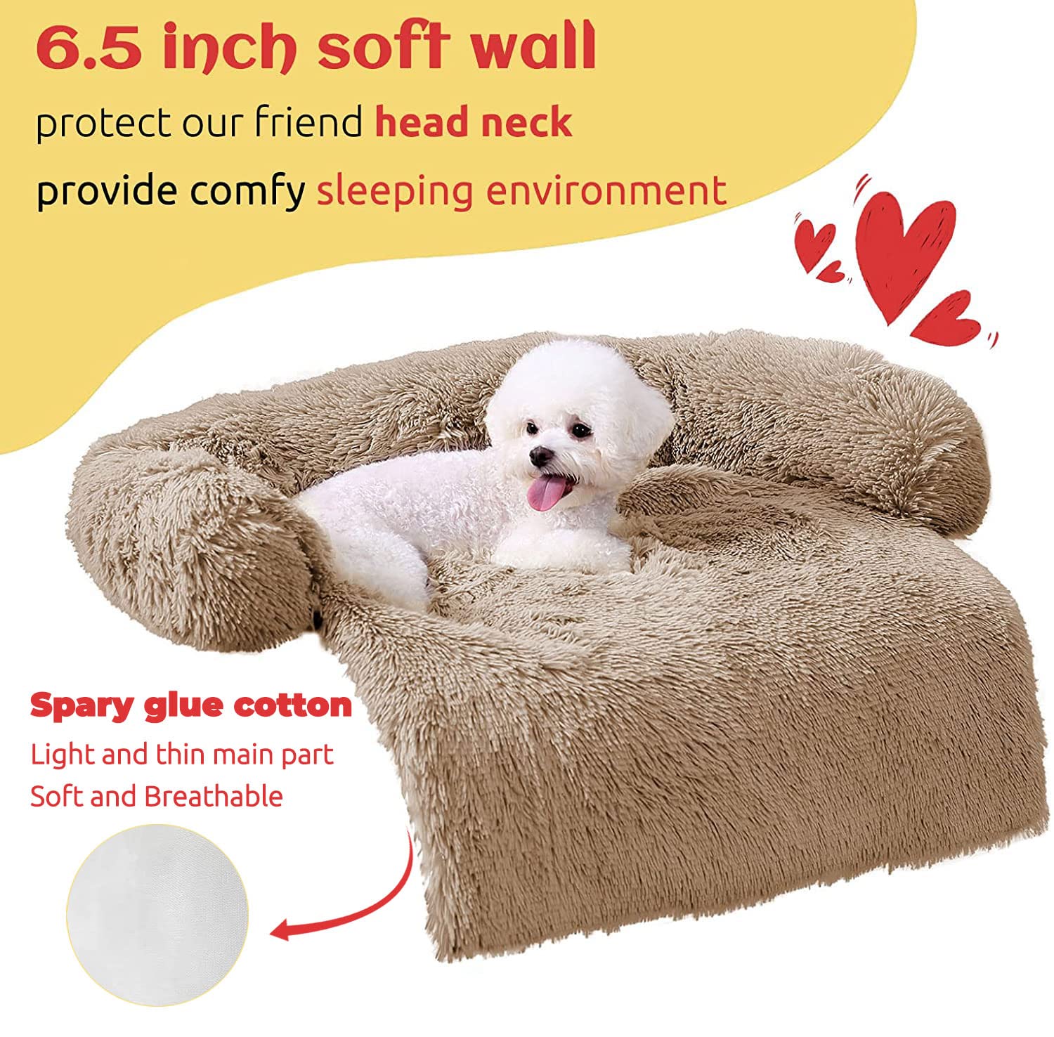 HACHIKITTY Calming Pet Sofa Bed Mat - Washable Plush Dog & Cat Couch Cover, Non-Slip Furniture Protector, Fluffy Pet Bed for Small to Medium Pets (30