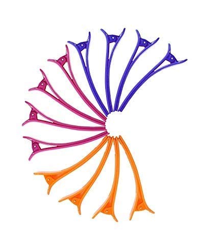 Ekan Set of 12 Black Salon Hairdressing Clips - Professional Hair Styling & Cutting Accessories for Salon, Parlour & Home Use - Perfect for Sectioning, Styling & Coloring Hair