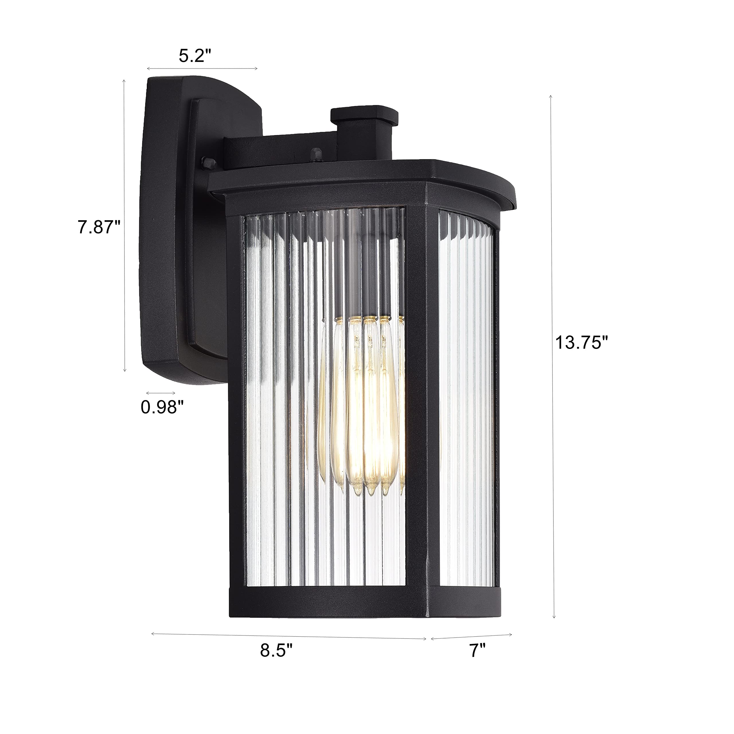 Chloe Lighting Evie Transitional 1-Light Textured Black Outdoor Wall Sconce - 14