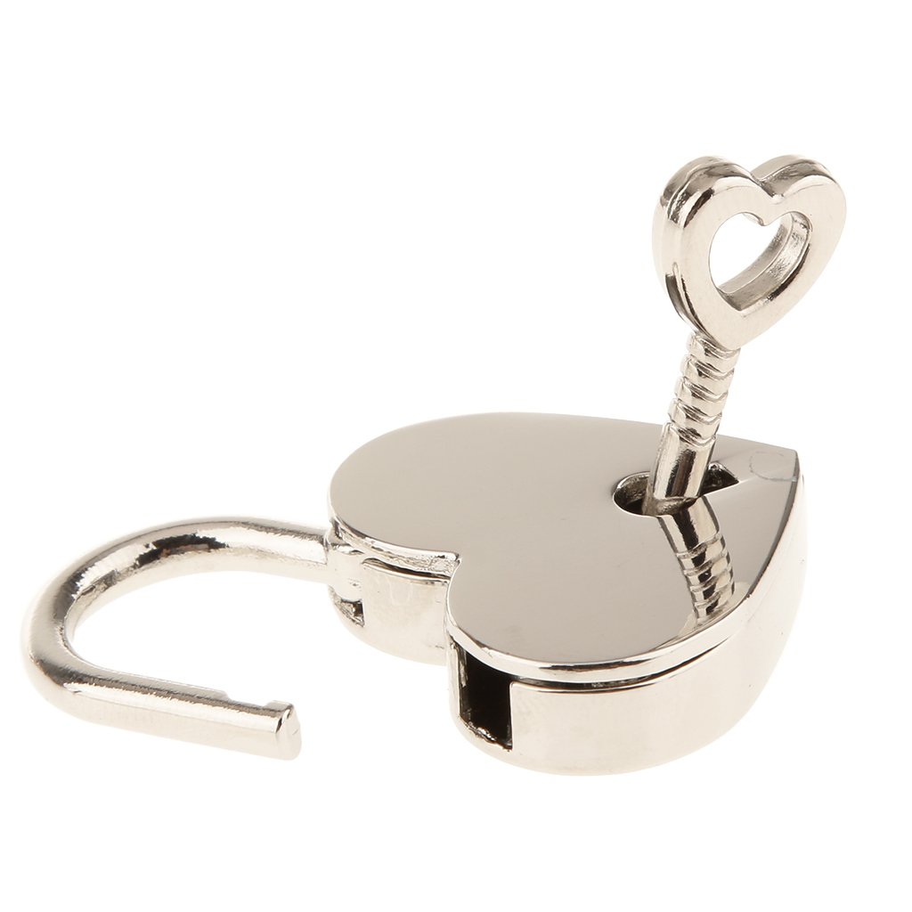 2 Pack Small Metal Heart Shaped Padlock with Key - Mini Lock for Jewelry Box, Storage Box, Diary Book - Perfect for Valentine's Gifts, Love Letters & Keepsake Chests (Silver)