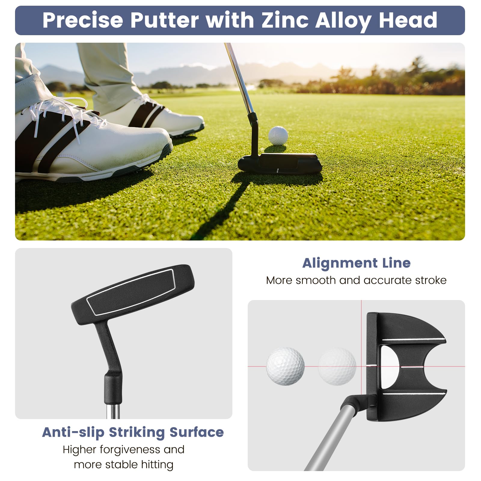 Premium 9-Piece Complete Golf Club Set for Men - Right Handed Driver, Fairway, Hybrid, Irons & Putter with Head Covers - Perfect for Beginners & Intermediate Golfers on Course or Driving Range