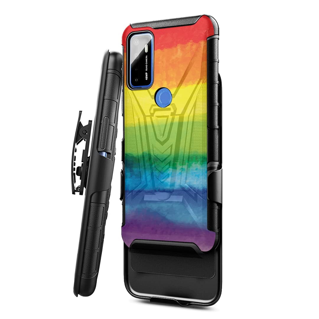 Military Shockproof Phone Case for Cricket Dream 5G & AT&T Radiant Max 5G - Heavy Duty Kickstand Holster with Belt Clip - Compatible with Pride Flag Design - Perfect for Outdoor Activities, Work & Travel