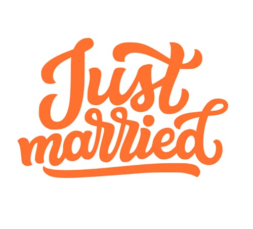 Just Married Iron On Decal - Honeymoon T-Shirt Transfer for Newlyweds, Bride & Groom Wedding Patch - Custom Size & Color - Easy 5-Minute Iron-On for Shirts, Bags & More (Orange) - Perfect for Honeymoon Trips, Bridal Parties & Anniversary Celebrations