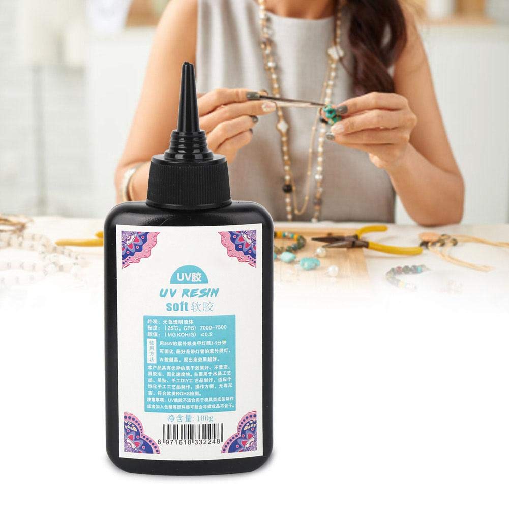 UV Fast-Drying Resin Glue for DIY Jewelry Making - Soft Curing Epoxy Adhesive for Crafts, Painting & Art Projects (100g) - Perfect for Resin Jewelry, Home Decor & Creative DIY Gifts
