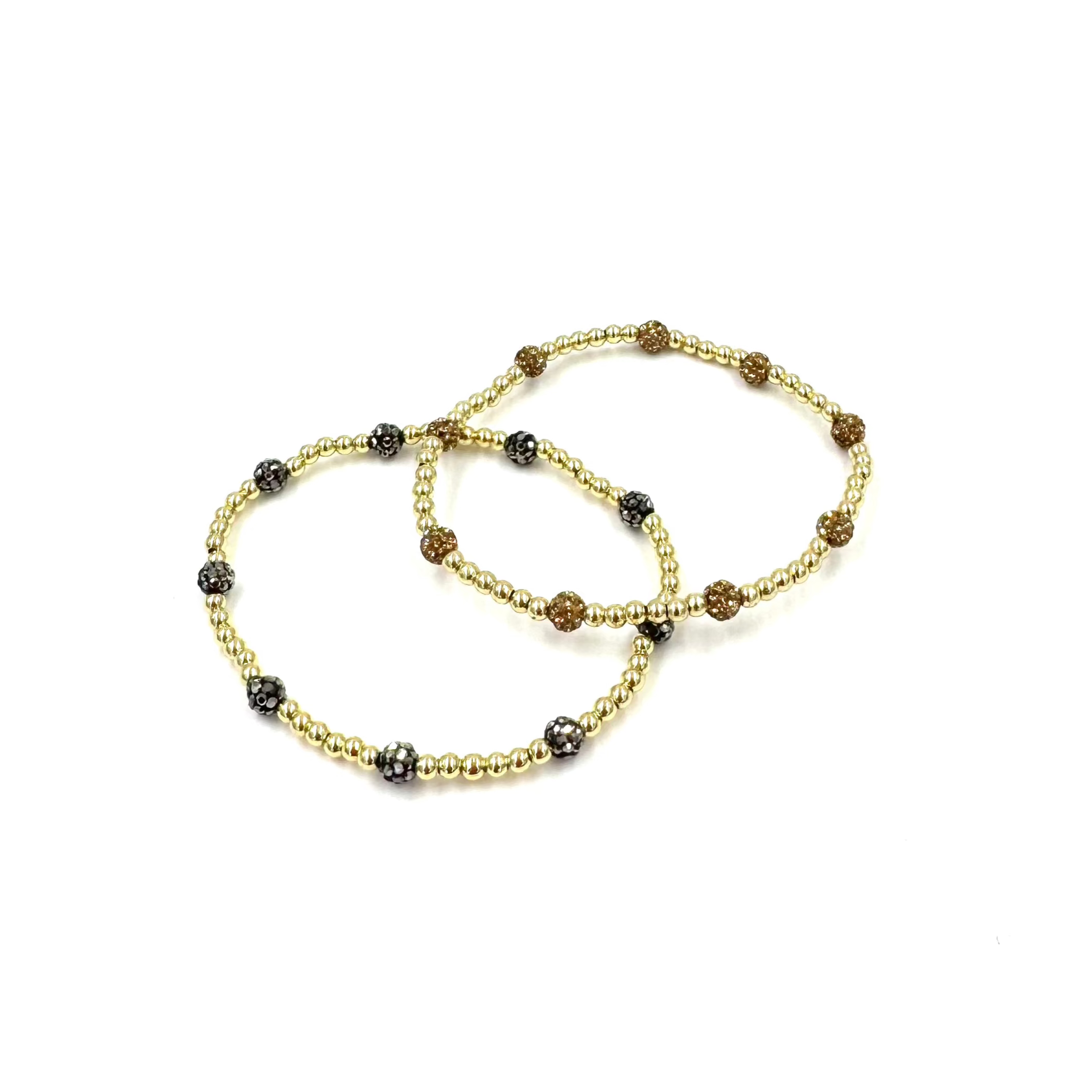 Ashley Gold Stainless Steel Gold Plated CZ Ball Cluster Stretch Bracelet - Elegant Beaded Design for Women's Fashion Jewelry | Perfect for Parties, Weddings & Special Occasions