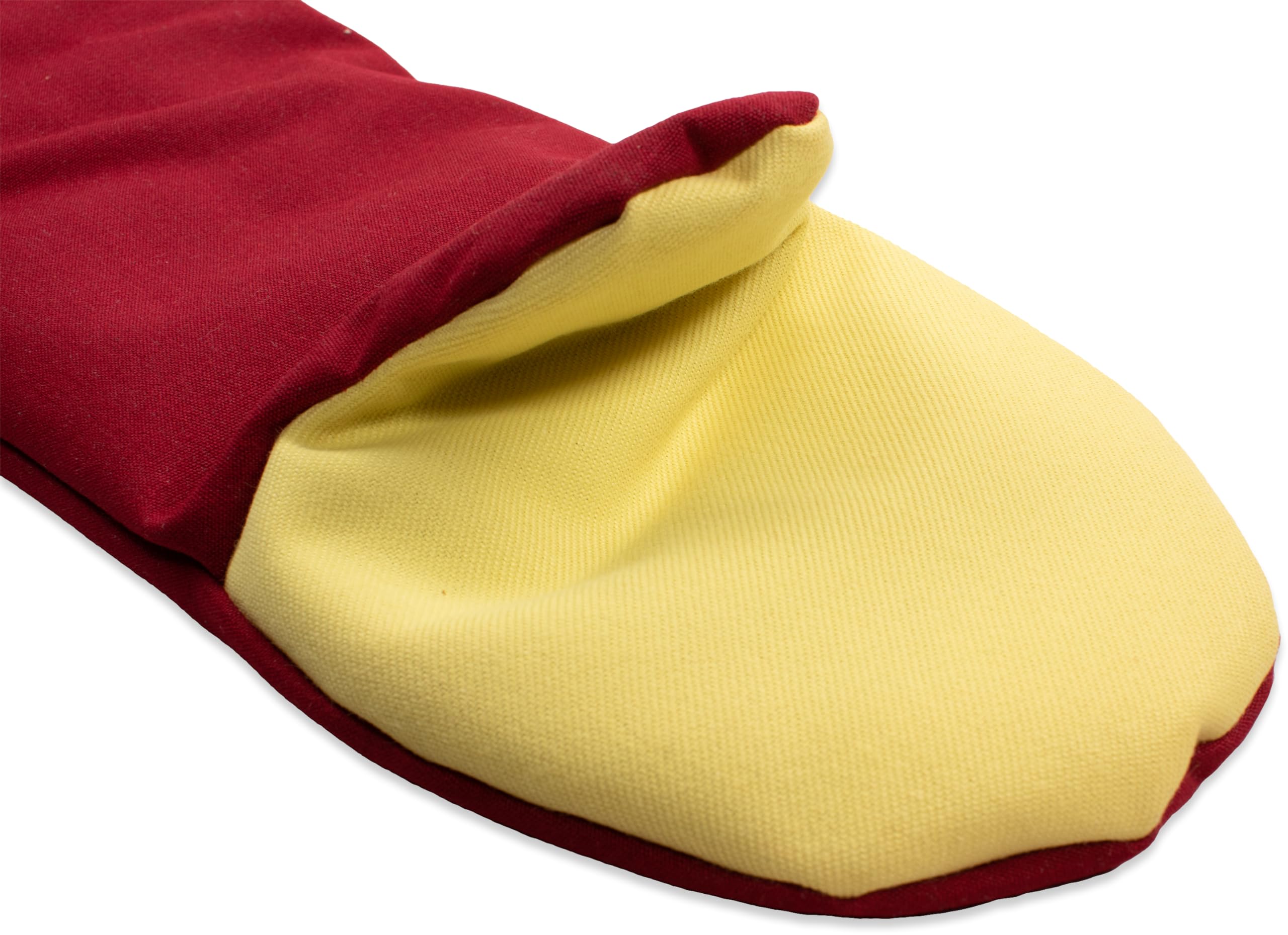San Jamar KT0124K High Heat Resistant Oven Mitt - Flame Retardant Up to 900°F, 24-Inch Cool Touch Puppet for Baking, Grilling & BBQ - Red