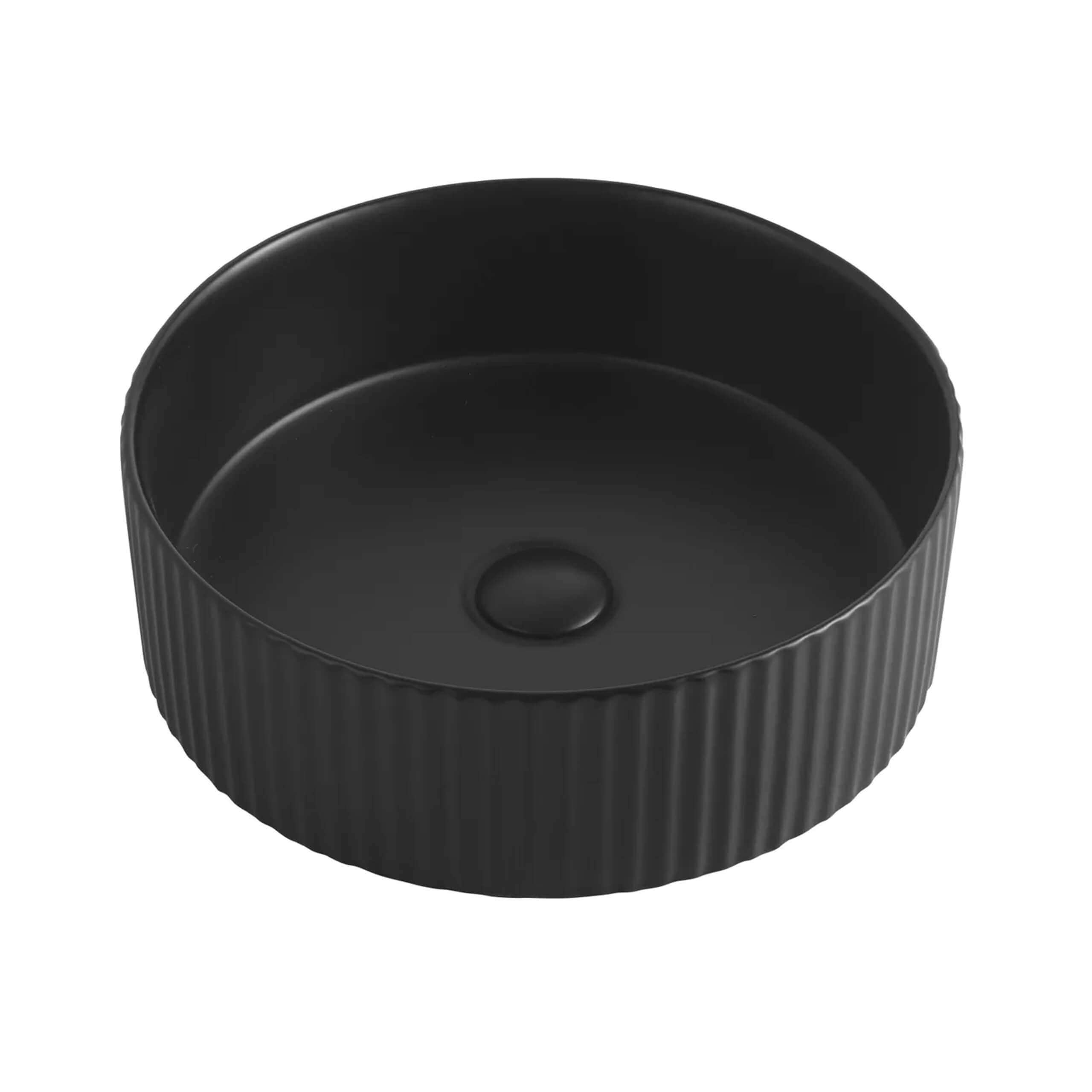 Marlo 400mm Round Above Counter Bathroom Sink - Matte Black Finish for Modern Vanity & Powder Room Decor